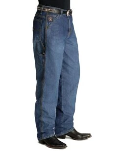 Cinch Men's Blue Vintage Label Utility Fit Tapered Loose Fit Jeans 7 Cinch Men's Blue Vintage Label Utility Fit Tapered Loose Fit Jeans -Western Cowboy Supplies 013530 L3 P2