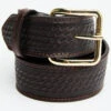 Double S Basketweave Embossed Money Pocket Leather Belt
