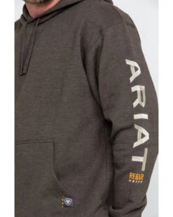 Ariat Men's Heather Bark Rebar Graphic Work Hooded Sweatshirt -Western Cowboy Supplies 2000282124 234 P4