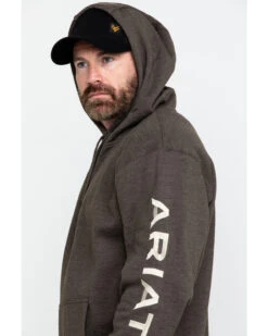 Ariat Men's Heather Bark Rebar Graphic Work Hooded Sweatshirt -Western Cowboy Supplies 2000282124 234 P5