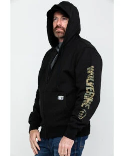 Wolverine Men's FR Logo Sleeve Zip-Up Work Hoodie -Western Cowboy Supplies 2000286843 001 P3