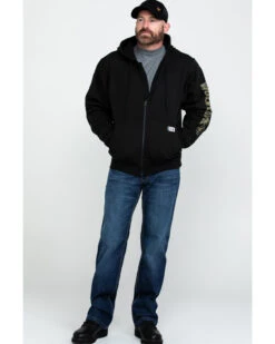 Wolverine Men's FR Logo Sleeve Zip-Up Work Hoodie -Western Cowboy Supplies 2000286843 001 P6