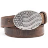 Cody James Men's Brown American Flag Oval Western Buckle Belt -Western Cowboy Supplies 2000296473 200 P1