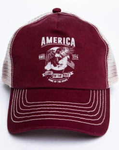 Cody James Men's Burgundy America Free Patch Mesh Ball Cap -Western Cowboy Supplies 2000296730 640 P4
