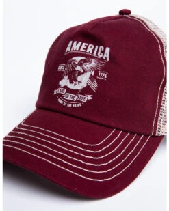 Cody James Men's Burgundy America Free Patch Mesh Ball Cap -Western Cowboy Supplies 2000296730 640 P6