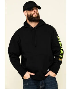 Ariat Men's Black/Lime Rebar Graphic Hooded Work Sweatshirt