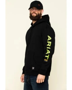 Ariat Men's Black/Lime Rebar Graphic Hooded Work Sweatshirt -Western Cowboy Supplies 2000322151 001 P3