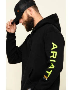 Ariat Men's Black/Lime Rebar Graphic Hooded Work Sweatshirt -Western Cowboy Supplies 2000322151 001 P4