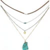 Prime Time Jewelry Women's 4-Piece Silver & Gold Turquoise Layered Necklace Set -Western Cowboy Supplies 2000322182 710 P1