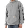 Carhartt Men's Heather Gray & Black Signature Sleeve Logo Hooded Work Sweatshirt - Big -Western Cowboy Supplies 2000332434 070 P1