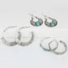 Prime Time Jewelry Women's 3-piece Silver & Turquoise Hoop And Dangle Earrings Set -Western Cowboy Supplies 2000333939 040 P1