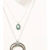 Prime Time Jewelry Women's Silver Crescent Horn & Turquoise Pendant Layered Necklace Set -Western Cowboy Supplies 2000334007 040 P1