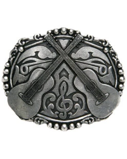 AndWest Antique Silver Crossed Guitars