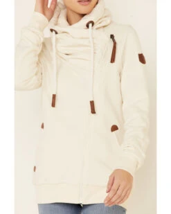 Wanakome Women's Oatmeal Hestia Asymmetrical Zip-Front Hoodie -Western Cowboy Supplies 2000340617 104 P3