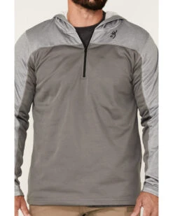 Browning Men's Gray Hayes 1/4 Zip Front Hooded Pullover -Western Cowboy Supplies 2000344233 020 P3