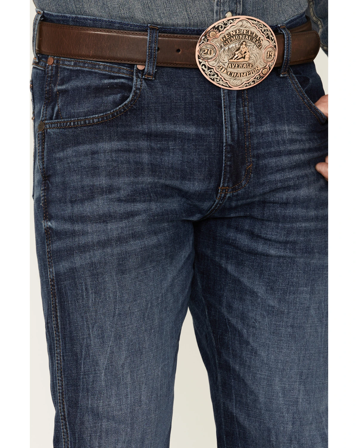 Wrangler Retro Men's Coast Dark Wash Stretch Slim Bootcut Jeans - Long 4 Wrangler Retro Men's Coast Dark Wash Stretch Slim Bootcut Jeans - Long - Image 2