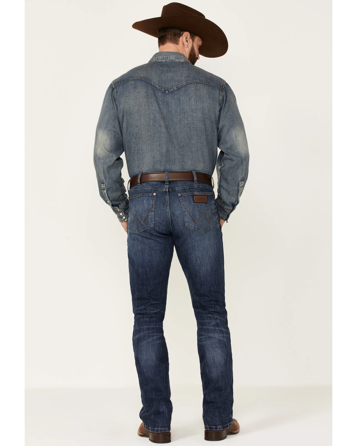 Wrangler Retro Men's Coast Dark Wash Stretch Slim Bootcut Jeans - Long 5 Wrangler Retro Men's Coast Dark Wash Stretch Slim Bootcut Jeans - Long - Image 3