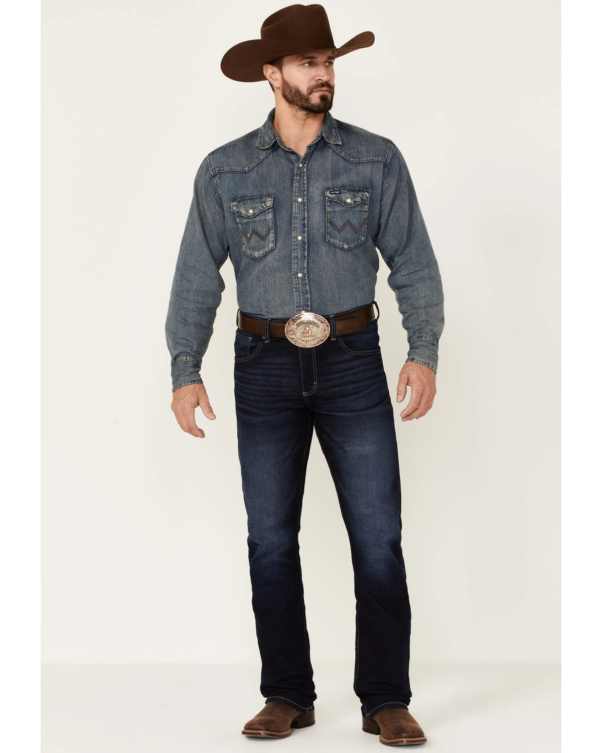 Wrangler 20X Men's Azure Vintage Dark Wash Stretch Slim Bootcut Jeans - Long 3 Wrangler 20X Men's Azure Vintage Dark Wash Stretch Slim Bootcut Jeans - Long