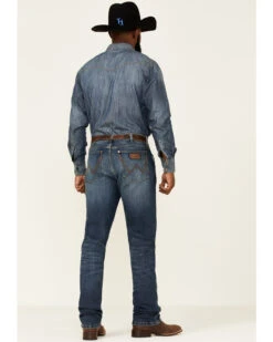 Wrangler Retro Men's Mauney Dark Wash Stretch Slim Straight Jeans - Long -Western Cowboy Supplies 2000350743 400 P4