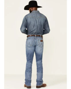 Wrangler Retro Green Men's Sienna Medium Wash Stretch Slim Bootcut Jeans -Western Cowboy Supplies 2000350745 400 P4
