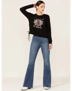 Shyanne Women's Namaste Yall Side Lacing Long Sleeve Graphic Sweatshirt -Western Cowboy Supplies 2000351336 001 P4