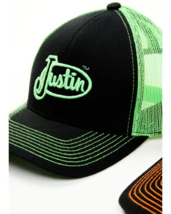 Justin Men's Assorted Embroidered Neon Logo Mesh Back Trucker Cap -Western Cowboy Supplies 2000353917 900 P3