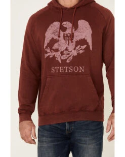 Stetson Men's Red Mineral Wash Distressed Eagle Graphic Hooded Sweatshirt -Western Cowboy Supplies 2000354136 400 P3