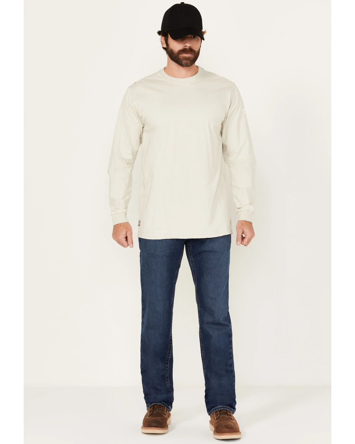 Ariat Men's FR M7 Flint Medium Wash Duratretch Basic Slim Straight Work Jeans 3 Ariat Men's FR M7 Flint Medium Wash Duratretch Basic Slim Straight Work Jeans