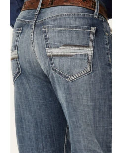 Cinch Men's Grant Medium Stonewash Broken Twill Performance Stretch Relaxed Bootcut Jeans -Western Cowboy Supplies 2000362748 402 P4