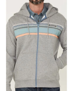 HOOey Men's Chest Stripe Light Gray Zip-Front Hooded Jacket -Western Cowboy Supplies 2000363526 025 P3