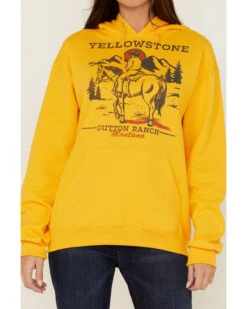 Paramount Network's Yellowstone Women's Yellowstone Lone Cowboy Mustard Graphic Hoodie -Western Cowboy Supplies 2000365391 702 P3