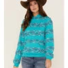 RANK 45 Women's Southwestern Stripe Pullover Sweatshirt Hoodie -Western Cowboy Supplies 2000365666 440 P1