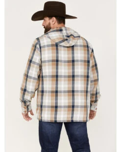 Wrangler Men's Plaid Print 1/4 Button Front Unlined Hooded Pullover -Western Cowboy Supplies 2000366036 280 P4