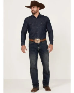 Rock & Roll Denim Men's Hooey Dark Wash Double Barrel Reflex Stackable Bootcut Jeans -Western Cowboy Supplies 2000367638 201 P3