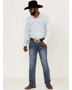 Rock & Roll Denim Men's Hooey Revolver Medium Wash Reflex Stretch Slim Straight Jeans -Western Cowboy Supplies 2000367639 203 P3