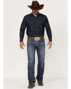 Rock & Roll Denim Men's Dark Wash Double Barrel Stretch Relaxed Straight Jeans -Western Cowboy Supplies 2000367642 201 P3