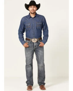 Rock & Roll Denim Men's Double Barrel Medium Wash Two Tone Raise Relaxed Straight Jeans 8 Rock & Roll Denim Men's Double Barrel Medium Wash Two Tone Raise Relaxed Straight Jeans -Western Cowboy Supplies 2000367647 203 P3