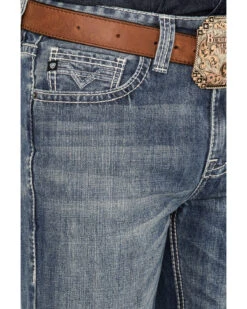 Rock & Roll Denim Men's Double Barrel Medium Wash Relaxed Straight Jeans -Western Cowboy Supplies 2000368870 414 P4