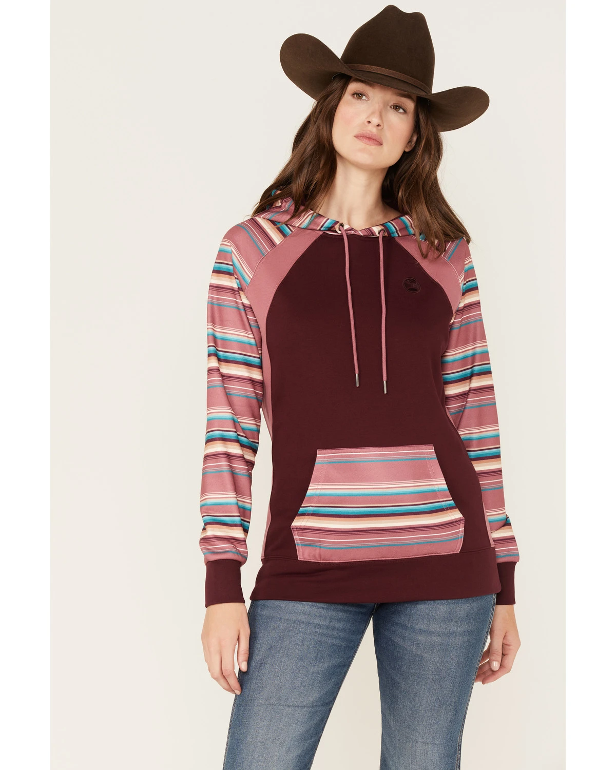 Hooey Women's Serape Stripe Contrast Print Savannah Hoodie 3 Hooey Women's Serape Stripe Contrast Print Savannah Hoodie