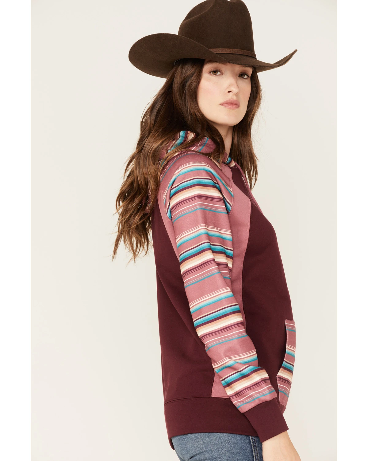 Hooey Women's Serape Stripe Contrast Print Savannah Hoodie 4 Hooey Women's Serape Stripe Contrast Print Savannah Hoodie - Image 2