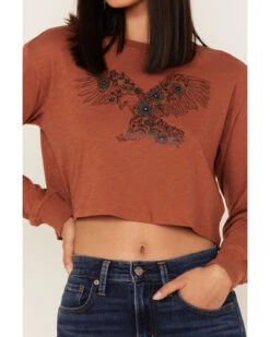 Shyanne Women's Eagle Graphic Cropped Sweatshirt -Western Cowboy Supplies 2000372961 203 P3