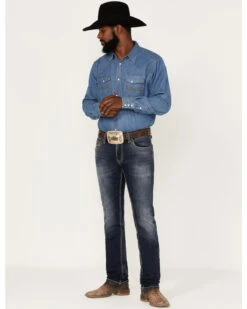 Rock & Roll Denim Men's Rifle Dark Wash Vintage Reflex Slim Stretch Skinny Jeans -Western Cowboy Supplies 2000375489 416 P3