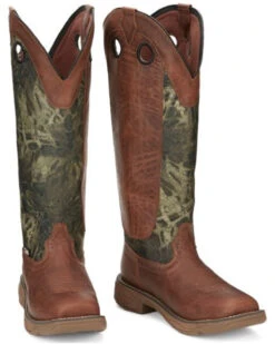 Justin Men's Rush Strike Camo Shaft Leather Pull On Snake Boots - Square Toe
