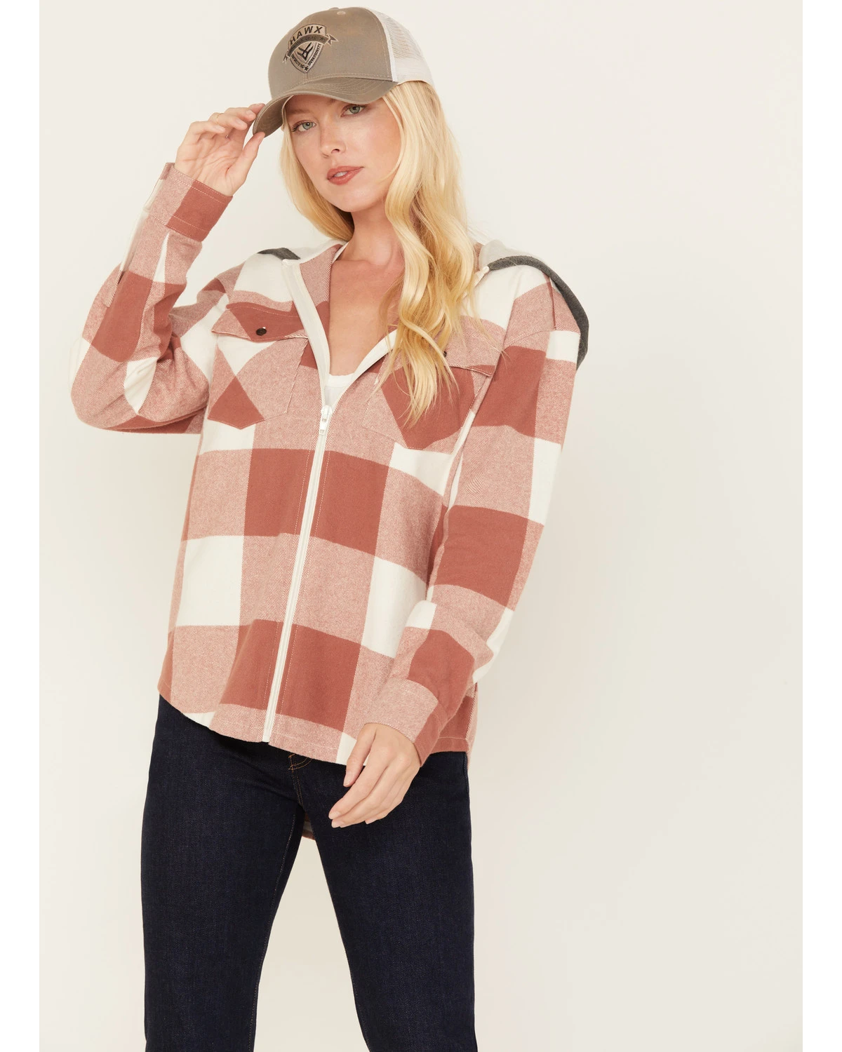 Cleo + Wolf Women's Buffalor Plaid Print Hooded Flannel Shirt 3 Cleo + Wolf Women's Buffalor Plaid Print Hooded Flannel Shirt