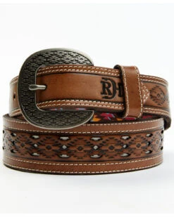 Red Dirt Hat Co. Men's Ivory Underlay Tooled Leather Belt