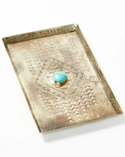 J. Alexander Medium Stamped Tray With Turquoise