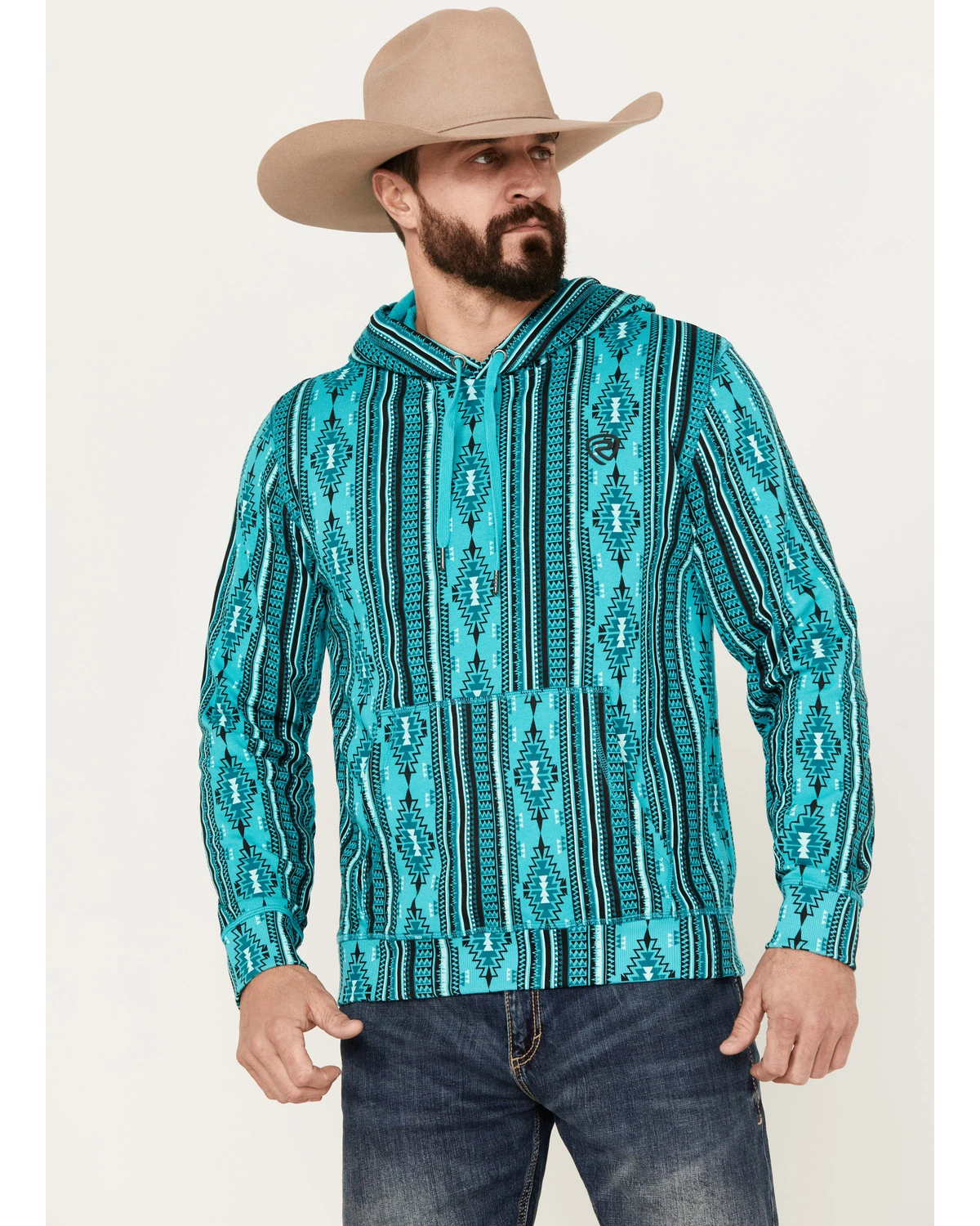 Rock & Roll Denim Men's Southwestern Print Hooded Sweatshirt 3 Rock & Roll Denim Men's Southwestern Print Hooded Sweatshirt