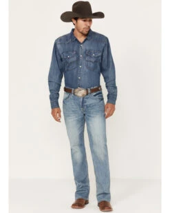 Rock & Roll Denim Men's Double Barrel Medium Vintage Wash Straight Reflex Denim Jeans -Western Cowboy Supplies 2000386195 414 P3