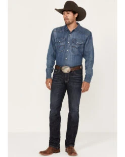 Rock & Roll Denim Men's Revolver Dark Vintage Wash Slim Straight Reflex Denim Jeans -Western Cowboy Supplies 2000386197 416 P3