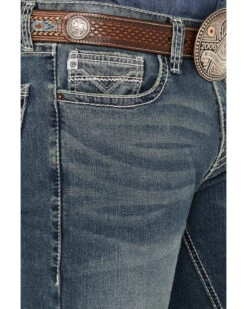 Rock & Roll Denim Men's Revolver Medium Vintage Wash Slim Straight Reflex Denim Jeans -Western Cowboy Supplies 2000386198 414 P4